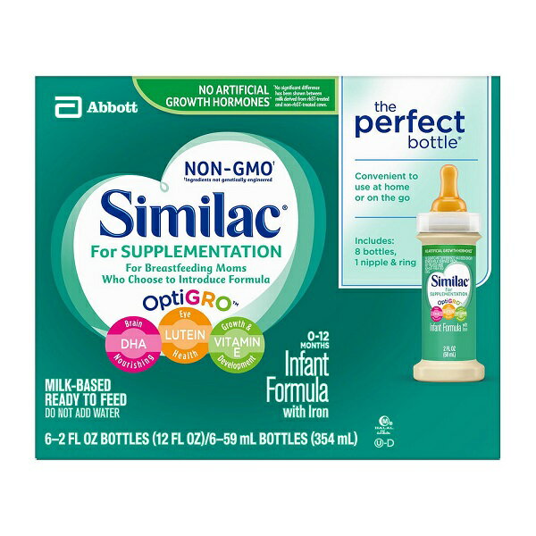 Similac【For Supplementation the Perfect bottle 乳児用 液体ミルク 6本セット ニップル &リング付き 栄養補強 12ヶ月未満 乳児用】