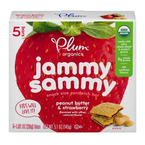 2箱セットオーガニック ベビーフード サンドイッチバー ピーナッツバター ストロベリー ジャミ— サミー 5本入り　各1.02oz(29g)【Plum Organicsプラムオーガニックス】