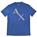 アルマーニ Tシャツ メンズ アルマーニ エクスチェンジ 丸首 半袖 ロゴ プリント AX ブルー S.M.L サイズ 04051 新品