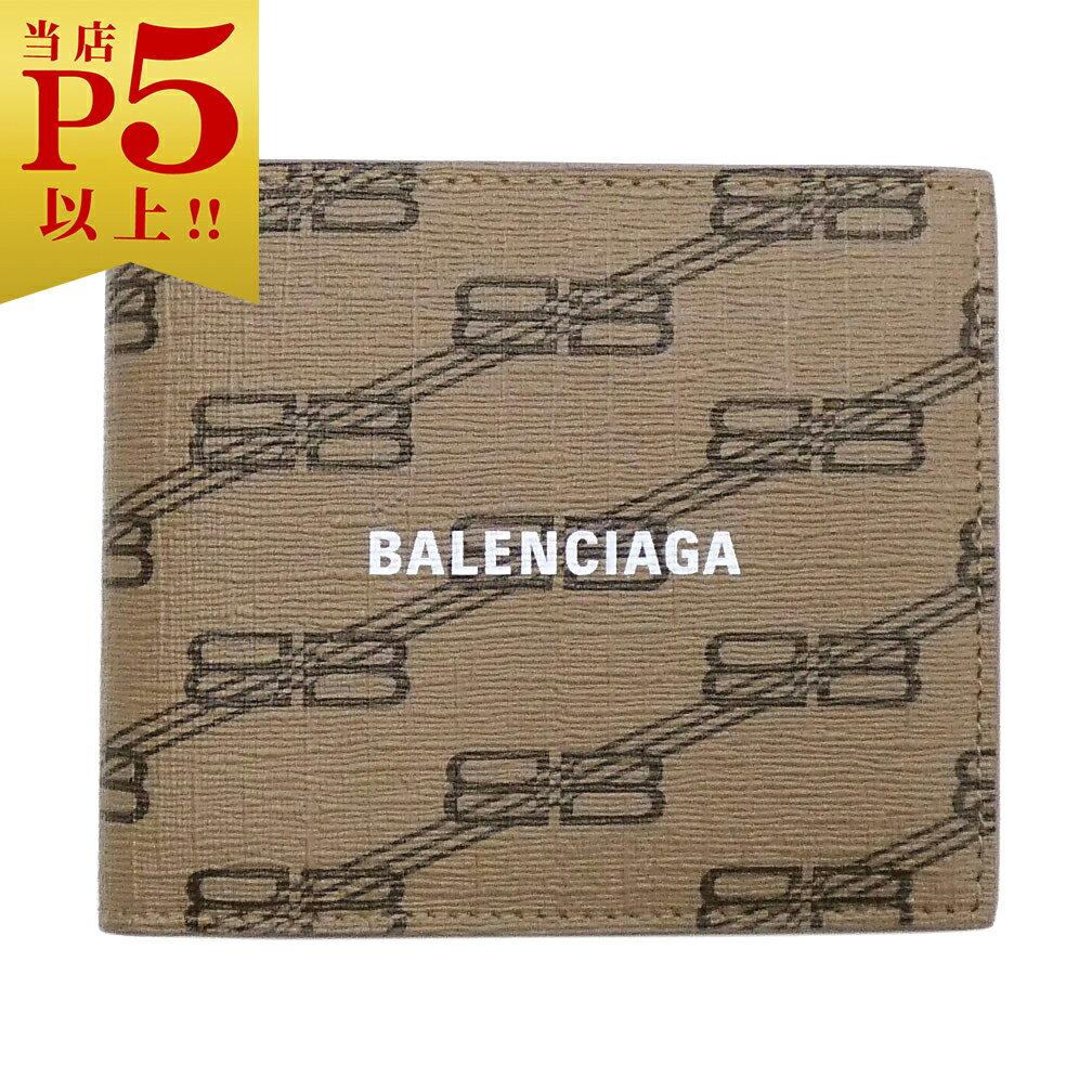 バレンシアガ 財布（メンズ） バレンシアガ 財布 BALENCIAGA シグネチャー スクエア フォールド ウォレット BBモノグラム ベージュ/ブラウン 594549 新品
