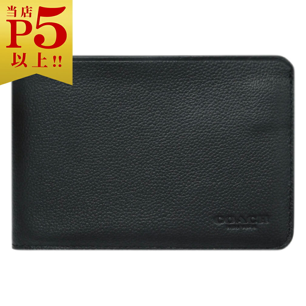 コーチ 【対象商品Max50％OFF★】コーチ 財布 F24749-BLK メンズ 二つ折り 札入れ スリム トラベル ウォレット スポーツ カーフレザー ブラック アウトレット 新品【6/11 2時迄】