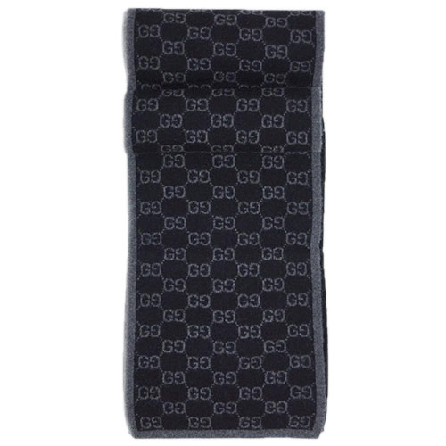 グッチ マフラー 387575-1062 GUCCI GGパターン カシミア100％ 23x200 ブラック/グレー アウトレット 新品