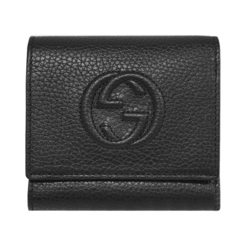 グッチ 財布（レディース） グッチ 財布 598207-1000 GUCCI 三つ折り 小銭入れ付き インターロッキングG ソーホー 型押しカーフ ブラック アウトレット 新品