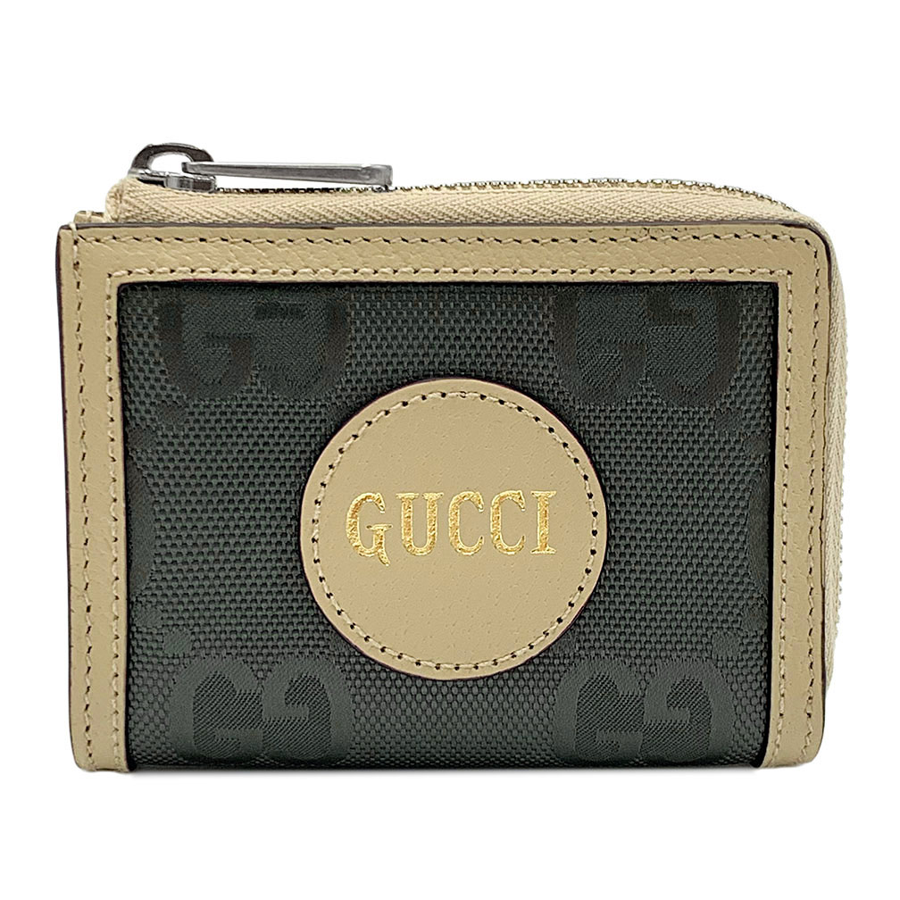 グッチ 財布 657587-1263 GUCCI メンズ L字ジップ カードケース オフザグリッド ミニウォレット ナイロンGG/レザー ベージュ/グレー アウトレット 新品