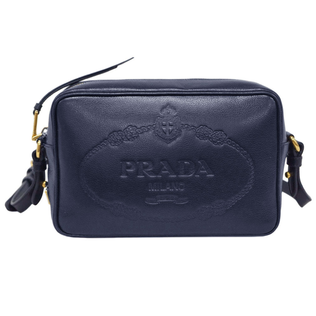 プラダ ショルダーバッグ（レディース） 【対象商品Max50％OFF★】プラダ バッグ 1BH089 PRADA ショルダーバッグ GLACE'CALF バルティコ カーフネイビー ゴールド金具 アウトレット 新品【6/11 2時迄】