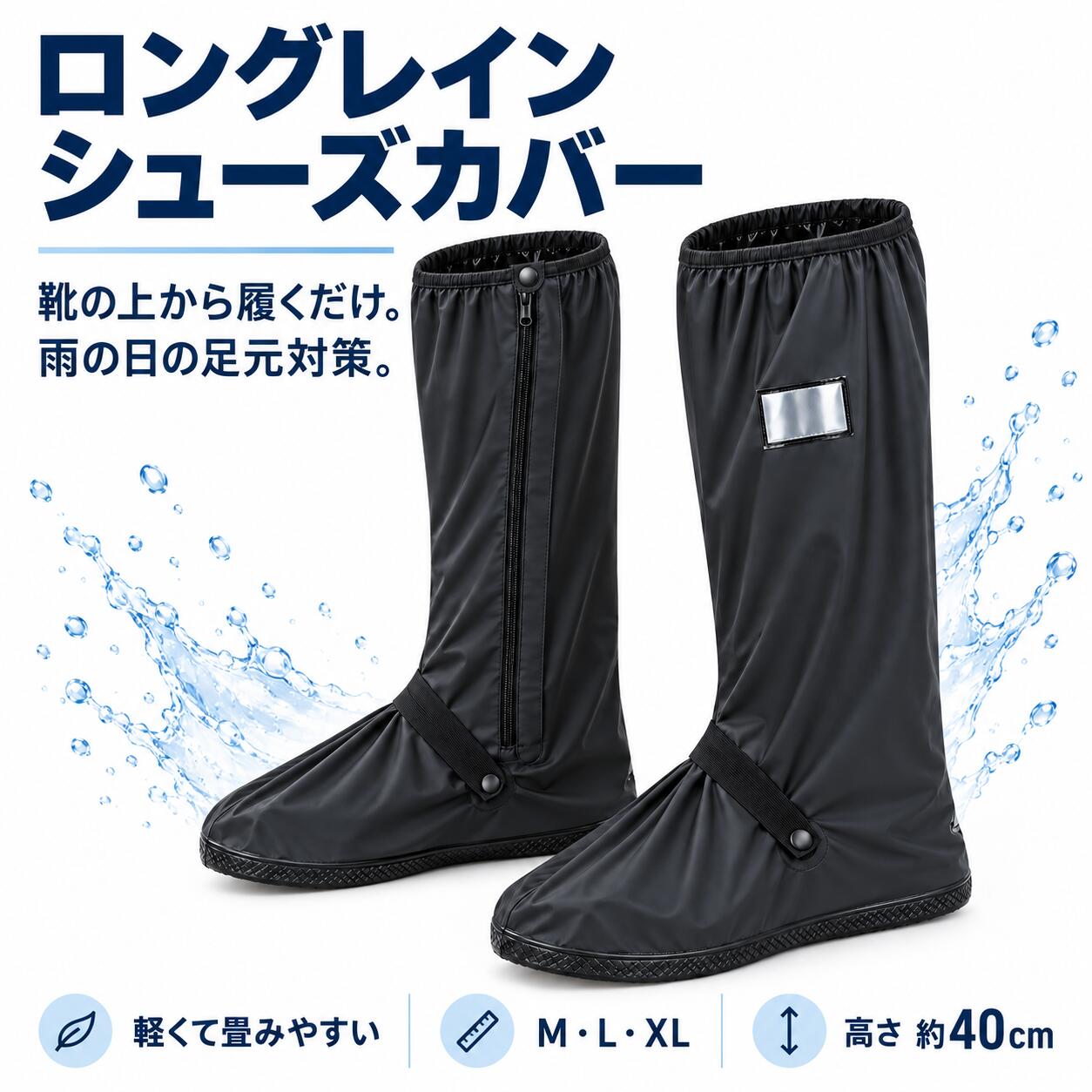 【送料無料 メール便・郵便】レインシューズカバー 防水 ロング レイン靴カバー レ...