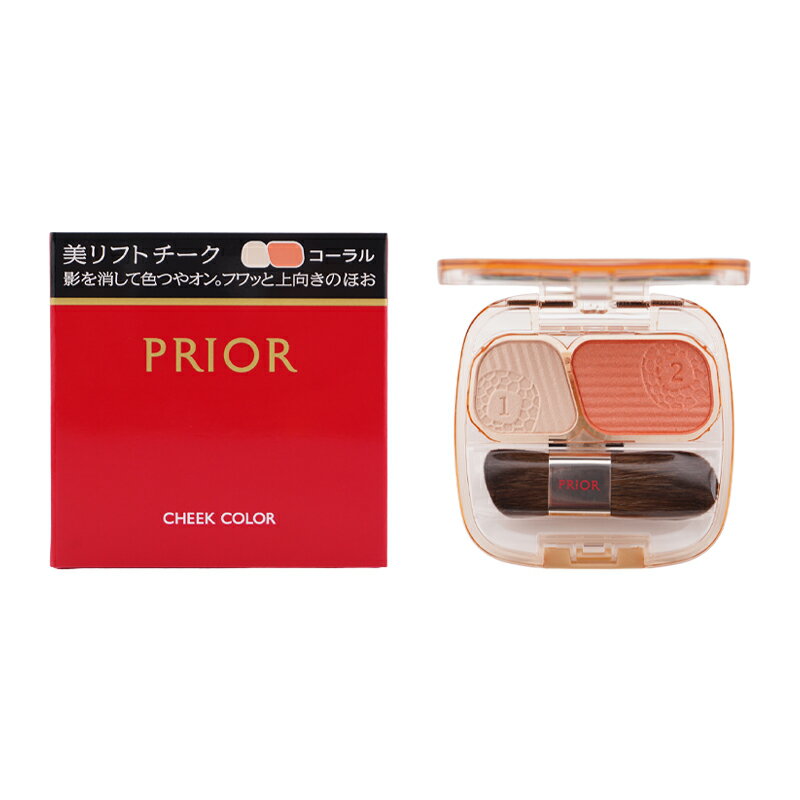 PRIOR プリオール 美リフトチーク 本体 [コーラル] パウダーチーク ほお紅 フェースカラー 3.5g 2色セ..