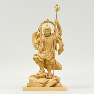 木彫り仏像 【勝軍地蔵尊(将軍地蔵)】 桧木(ひのき) 立5.0寸 総高28.5cm ご利益:抜苦与樂・戦勝祈願・開運出世
