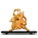 木彫り仏像　【稲荷大神・常州笠間稲荷】楠木　淡彩色　総高26cm その1