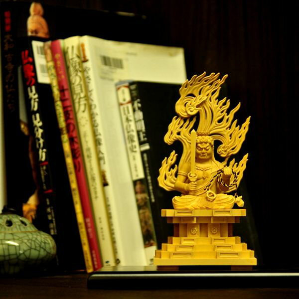 木彫り仏像　【座不動明王】 柘植（つげ）　坐2.0寸