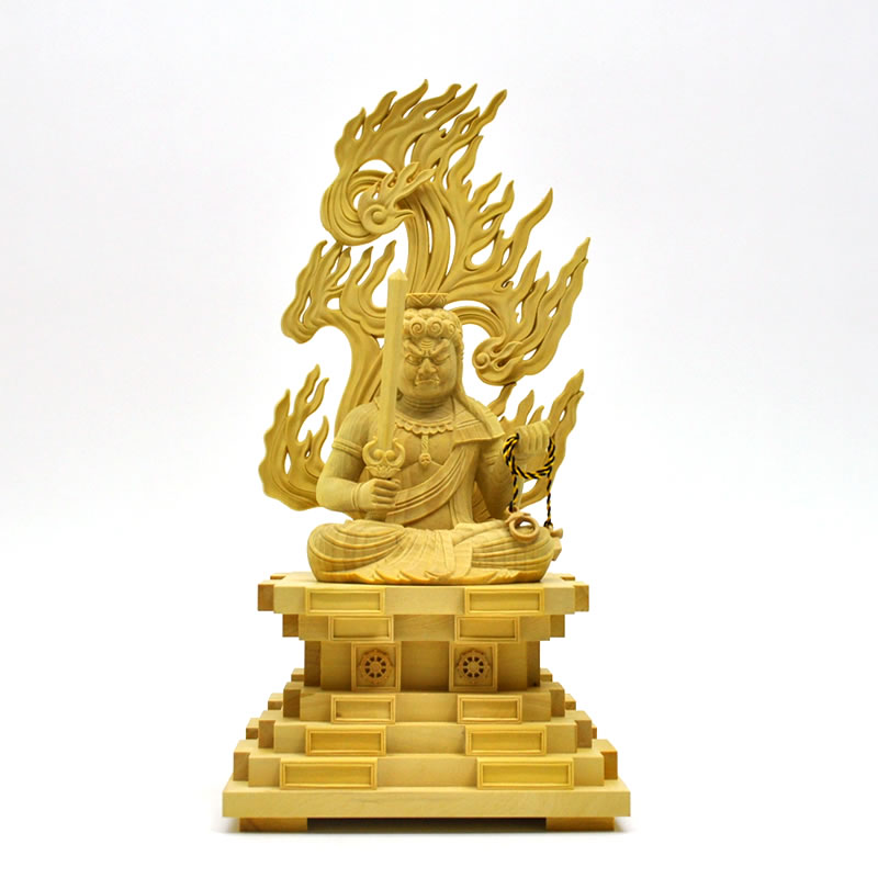 木彫り仏像　【座不動明王】 柘植（つげ）　坐3.0寸　お守り本尊　干支　酉年