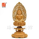 木彫り仏像 【釈迦如来】 唐草光背八角台 肖楠木 眼入切金 坐2.5寸 総高27cm 御本尊 天台宗 曹洞宗 臨済宗 宗派