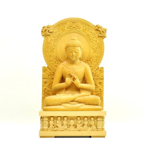 木彫り仏像 夏瑞分作 桧木【初転法輪像】 坐5.0寸 総高33cm ※ご注意:代金引換は対応できません。