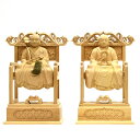木彫り仏像 曹洞宗脇仏 柘植高祖道元(承陽大師)・太祖瑩山(常済大師)坐2.5寸セット