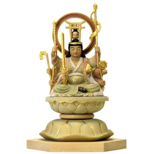 木彫り仏像 小仏-【宇賀八臂弁財天(弁才天)】柘植 淡彩色 木彫り仏像 小仏-【宇賀八臂弁財天(弁才天)】柘植 淡彩色