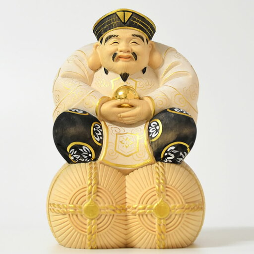 木彫り 仏像 【宝珠大黒天(大国主神)】 桧木 坐2.5寸 淡彩金泥仕様 木彫り 仏像 【宝珠大黒天(大国主神)】 桧木 坐2.5寸 淡彩金泥仕様