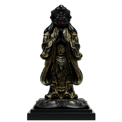 桧木│中山鬼子母神│上彫│総高30cm│黒漆切金 桧木│中山鬼子母神│上彫│総高30cm│黒漆切金