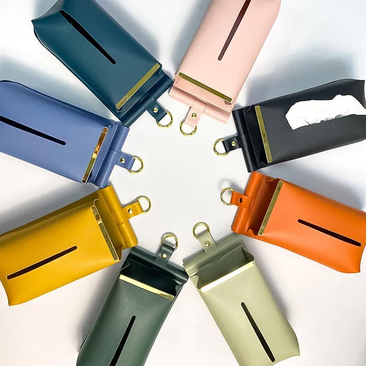 ケース ティッシュカバー ティッシュ 壁掛け 吊り下げ 革 掛ける 北欧 リング付き ティッシュケース シンプル おしゃれ 車内 横置き 車 ウエットティッシュ 便利 PUレザー 高級感 全8色