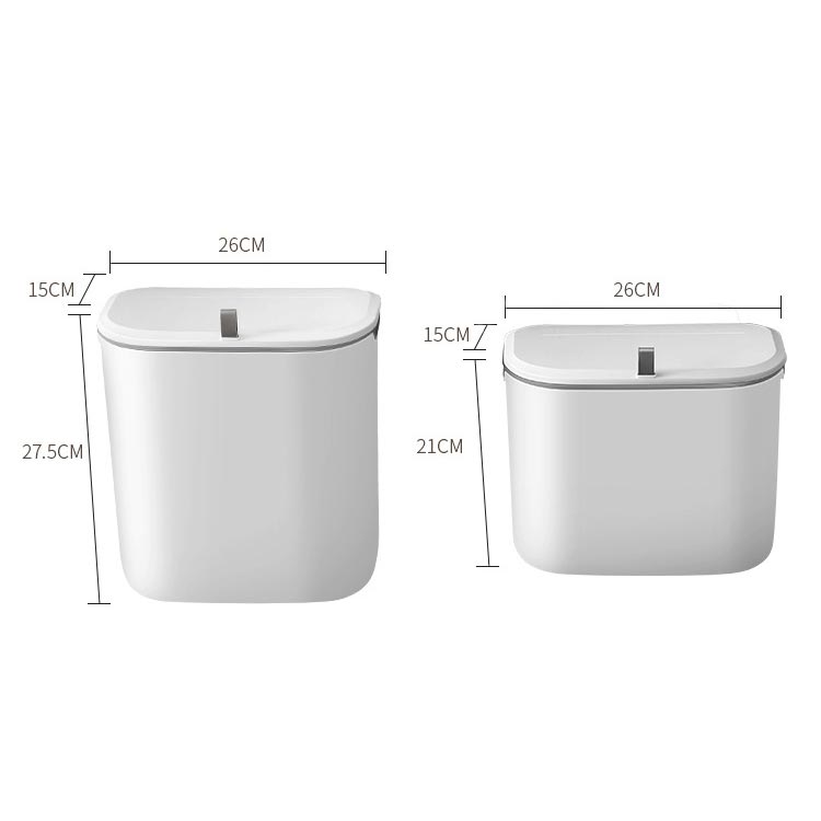 壁掛けゴミ箱 ふた付き 9L 7L 2種類容量 スライド式 壁に掛け 多機能 ゴミ箱 壁掛け式 ぶら下げごみ箱 生ゴミ ダストボックス キッチン トイレ 洗面所 省スペース おしゃれ 室内用 薄型 密閉 ホワイト [2]