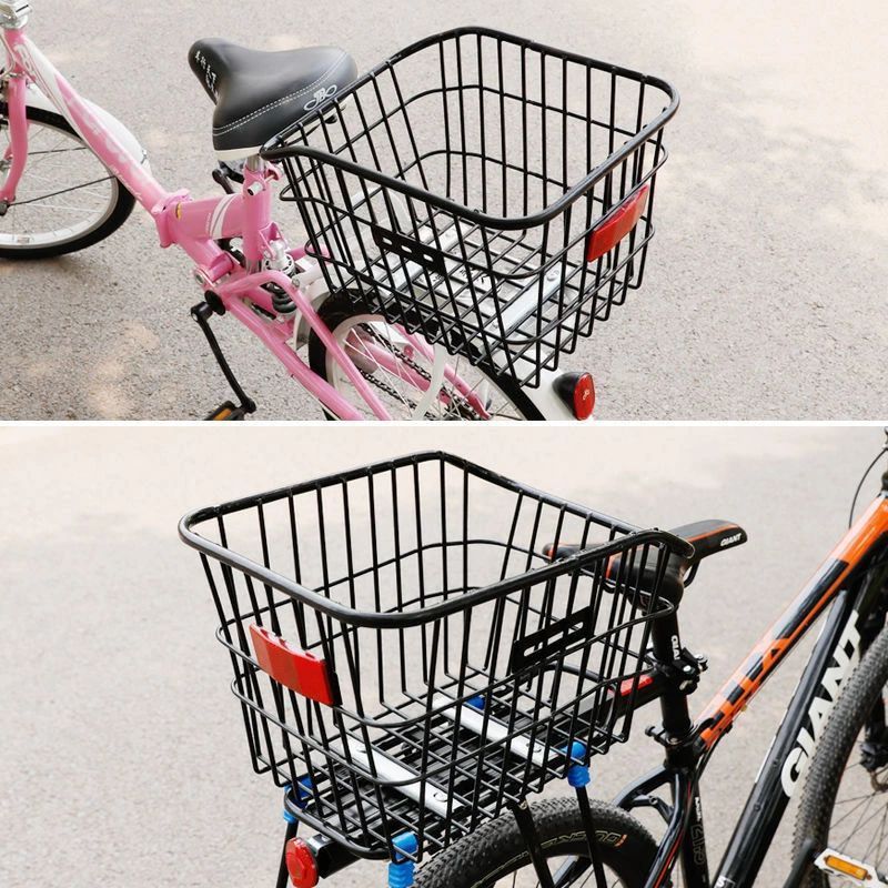 大容量 後ろかご 荷台 リアバスケット 通勤 スチール 荷物 買い物 ブラック 通学 ...