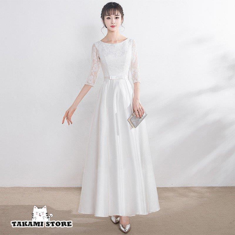 ● 商品名 ● ウェディングドレス 花柄 レース 結婚式 花嫁 二次会 ドレス 袖あり 五分袖 ロングドレス 白 ミディアム丈 ウエディングドレス ウエストマーク 大きいサイズ 2L 3L 4L 小さいサイズ Aライン ウエストリボン ホワイト 上品 エレガント シースルー 透け感 ● 商品説明 ●清楚でエレガントな雰囲気のウェディングドレス。トップスのバラ柄の刺繍が華やかな花嫁らしさを高めます。リボンのウエストマークでメリハリのついたシルエットになるのもポイント。動きやすいワンピースタイプなのでレストランウェディングなどにもおすすめ。XS?3XLとサイズ展開も豊富で、スカートの丈感もお選びいただけます。サイズやカラーなどは商品説明をご覧ください▼▼ 「商品情報をもっと見る」をタップ ▼▼