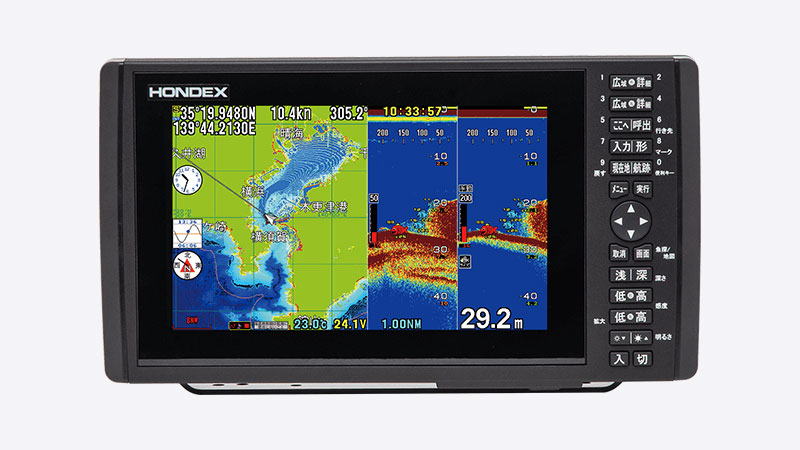 ホンデックス　本多電子HE-90S　GPSプロッター魚探　9型　GPSアンテナ内蔵　600W