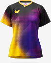 【10%OFFクーポン】バタフライ Butterfly セラシア・シャツ・レディース 46579 パープル/イエロー 801 ラバー ラケット シューズ ユニフォーム 台 ボール