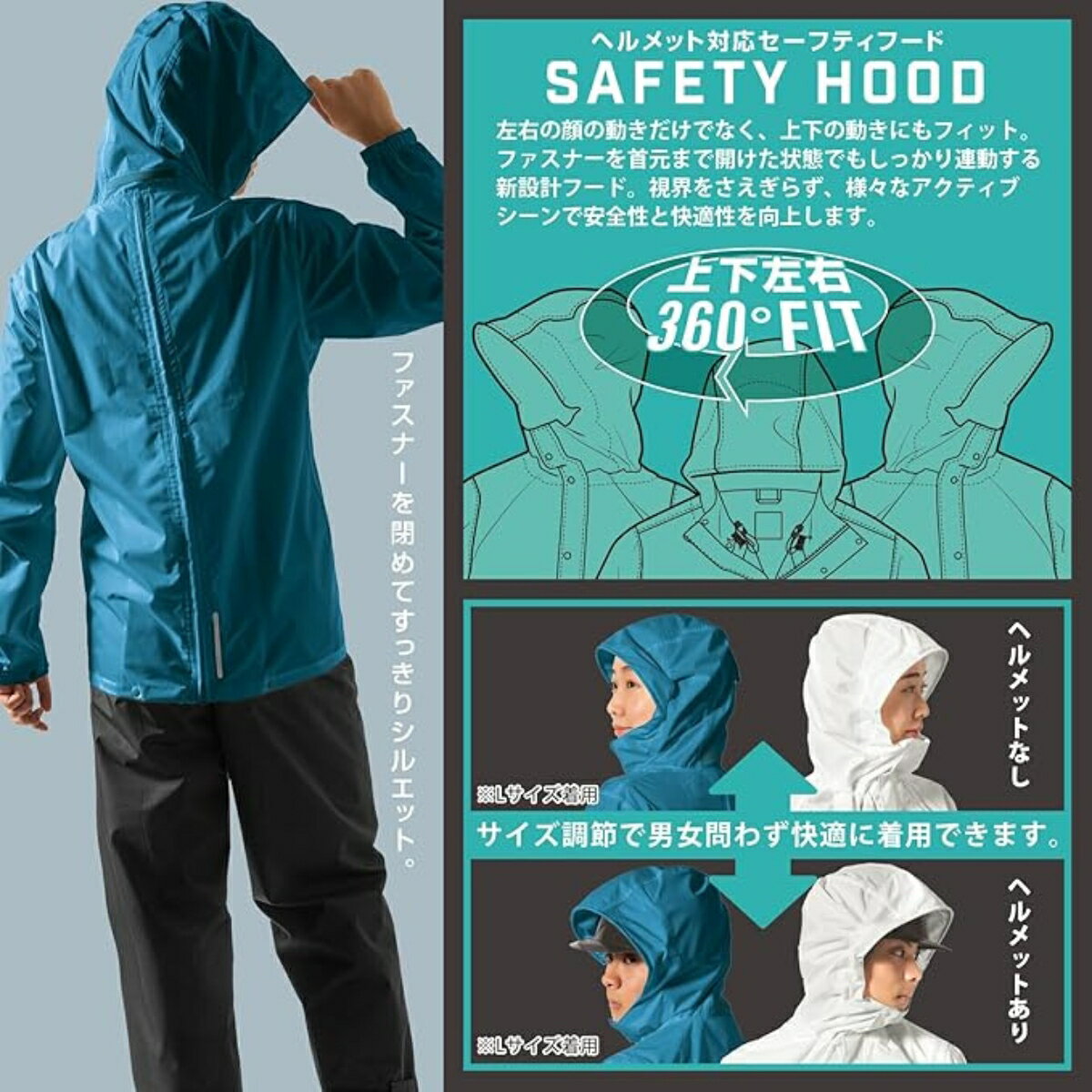 Makku マック パノラマバッグイン レインスーツ 上下セット 耐水圧10000mm バックパック収納可 通勤通学対応 AS-5140