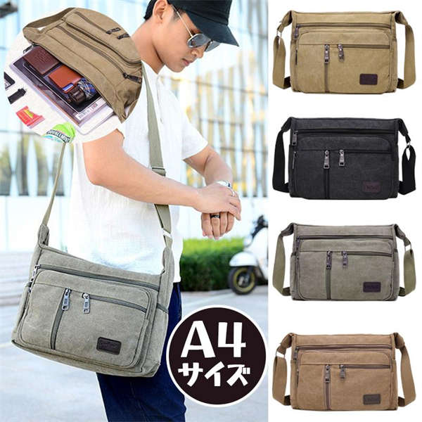 Men's Shoulder Bag, Large Capacity, Zippered, Stylish, for Men in their 30s and 40s, Messenger Bag, Lightweight, Compact