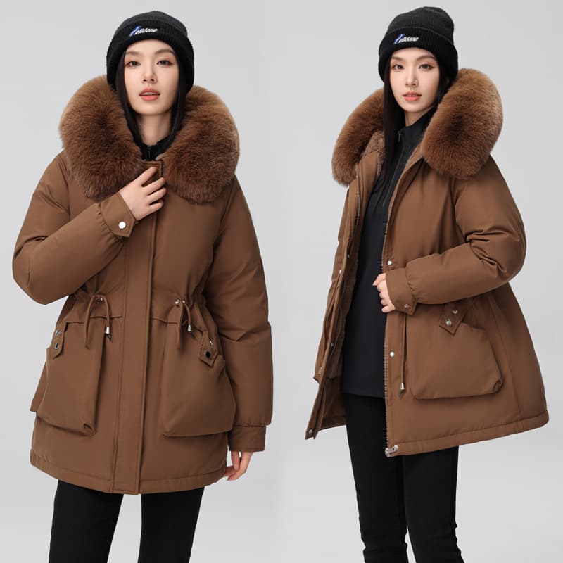 Rakuten - ダウンコート モッズコート レディース 冬服 暖かい 裏起毛 厚手 裏ボア 防風 ダウンジャケット フード付き カジュアル 寒さ対策 通勤 通学