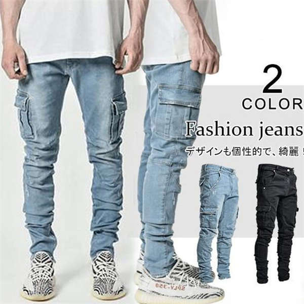 デニムパンツ メンズ スキニーデニム ジーパン ジーンズ カーゴパンツ 作業着 伸縮性 パンツ ワークデニム ジョガーパンツ テーパード 春夏秋(4.0)
