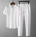 メンズジャージ 上下セット スウェット 半袖Tシャツ薄手 涼しい 肌触り夏服 セットアップ 紳士 サルエルパンツ ロングパンツ ルームウェア 部屋着