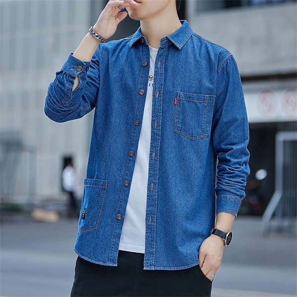 Denim Shirt - メンズ シャツ 長袖 春 デニム 無地 カジュアル ゆったり おしゃれ 大きいサイズ