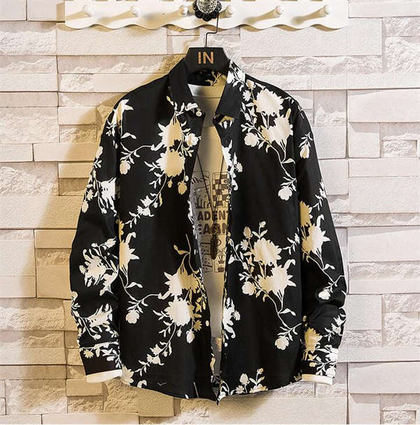 Rakuten - 長袖シャツ メンズ カジュアルシャツ 花柄 ビジネス 春秋 ジャケット 開襟オフィス 通勤