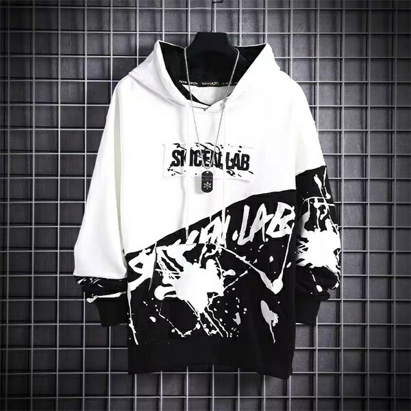 Rakuten - パーカー メンズ 秋服 長袖 プルオーバー トップス フード付き ストリートトレーナーTシャツ ロングパーカー 秋冬