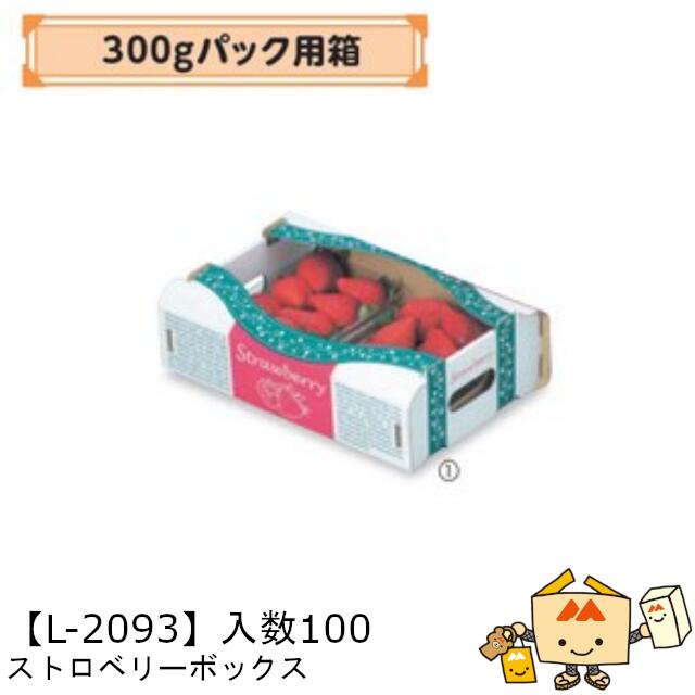 【個人宅不可】フルーツ いちご用 300gパック用箱 ストロベリーボックス 品番L-2093 ケース販売 入数100 サイズ240×175×80mm 送料無料 ...