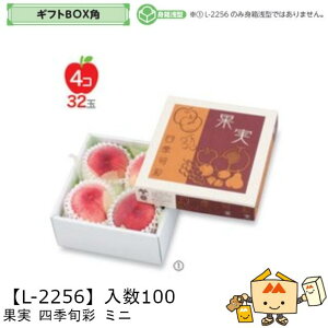 【個人宅不可】フルーツ ギフトBOX角 果実四季旬彩 ミニ 品番L-2256 ケース販売 入数100 サイズ195×195×90mm 送料無料 ヤマニパッケージ ヤマニ 紙 ダンボール フルーツ詰め合わせ りんご 林檎 梨 ぶどう 葡萄 マスカット もも 桃 社内02000701