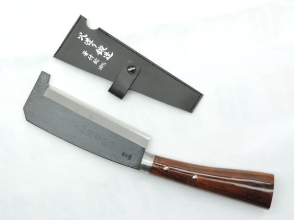 日本製 鍛冶助　赤茶柄　箸付ナタ　鋼付　片刃　180ミリ　JAN 4573306187202