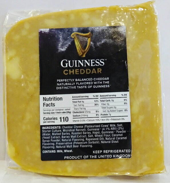 高品質のイギリス産チーズにギネスビールが混ぜ込まれています。ギネスチェダーは世界で唯一GUINNESS公式チーズです。一度はまればメロメロに。ハードタイプのチーズはチーズ好きが最後に辿り着く幸せのチーズとも言われています。