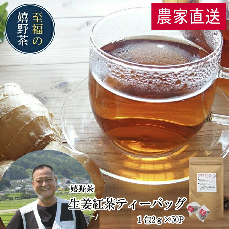 農家直送 嬉野しょうが紅茶ティーバッグ（2g×50包）嬉野生姜紅茶 お茶 日本茶 和紅茶 紅茶 茶葉 国産紅茶 ティーバッグ 嬉野茶 うれしの紅茶 九州 佐賀県産 タグ付 ギフト プレゼント 母の日 父の日 お歳暮 お中元