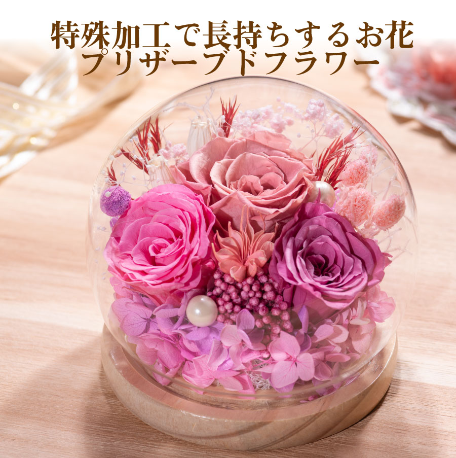 【ポイント10倍 200円OFF先着クーポン】早割 母の日 プリザーブドフラワー バラ ガラスドームと選べるお菓子のセット ギフト 2026 枯れない花 お手入れ不要 薔薇 楽天限定アイテム FleurTown 吉本花城園