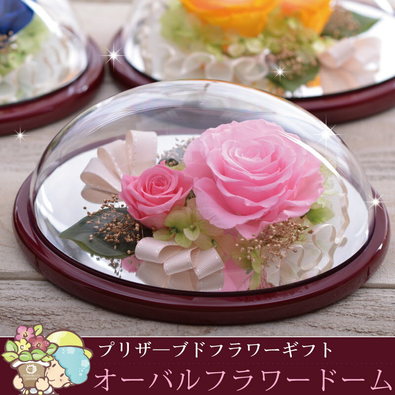 オーバルフラワードームのプリザ—ブドフラワーギフト【thxgd_18】