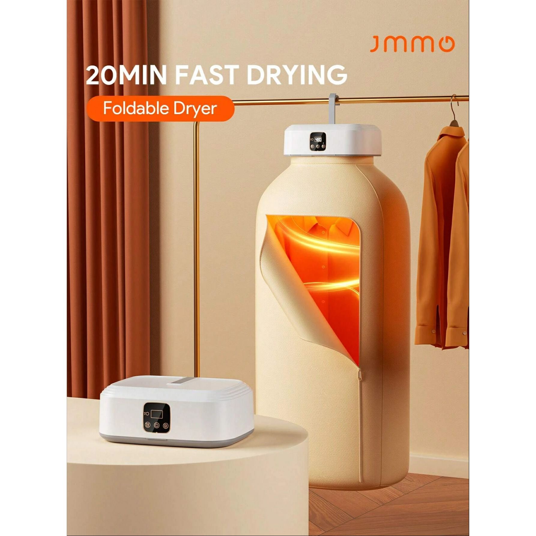 【折りたたみ式 衣類乾燥機】高温除ダニ&ブルーライト殺菌|360°温風速乾・リモコン付き・静音設計・家庭用