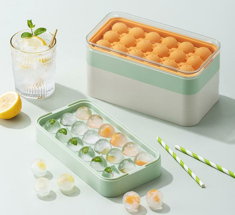 製氷皿 (シリコン/ふた付き) 製氷機セット 家庭用 アイストレー (丸型 / 18個) 送料無料