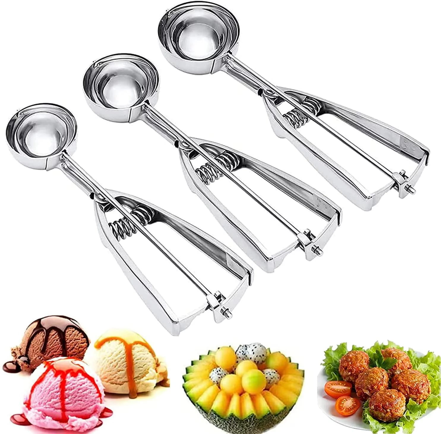 アイスクリームディッシャー 3個セット アイスクリームスプーン アイススクープ スプーン 小さい 業務..