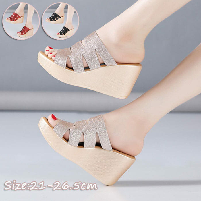 ミュール サンダル ヒール 8cmUP サンダル レディース 歩きやすい 厚底 ウェッジソール ミュール サボ ヒール コンフォートサンダル サボサンダル オープントゥ 厚底サンダル 足に優しいサンダル 21-26.5cm