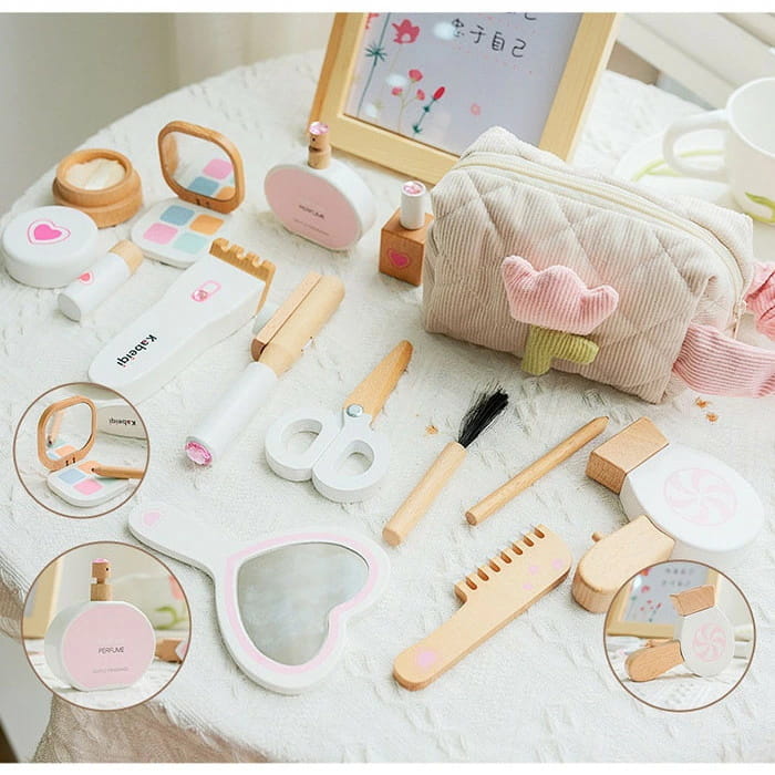 Rakuten - メイク 木製 おもちゃ メイクアップセット お化粧 2歳 3歳 4歳 5歳 女の子 メイクセット キッズ ごっこ遊び 木のおもちゃ 美容師 おもちゃ ままごとセット 木製玩具 子ども 誕生日 こどもの日 プレゼント クリスマス ギフト