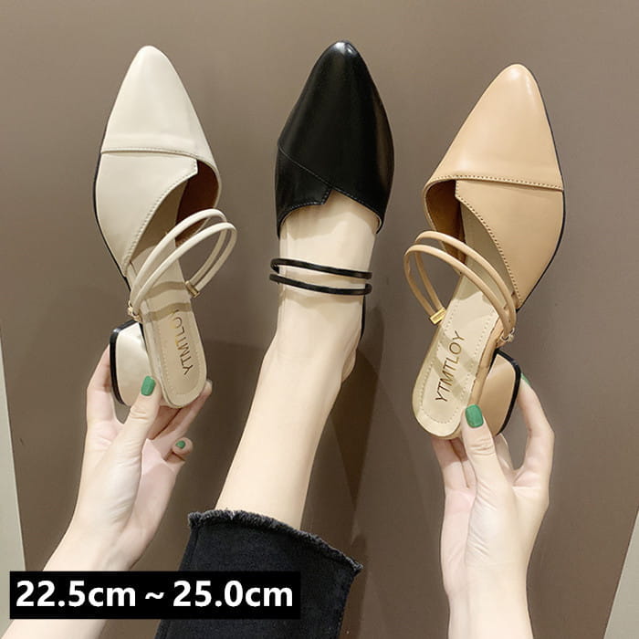 乐天商城 - 【送料無料】ミュールパンプス レディース パンプス チャンキーヒール 太ヒール　パンプス 痛くない サンダル 卒業式 結婚式 オフィス ヒール フォーマル おしゃれ 脱げない 婦人靴 優雅 母の日 カジュアルポインテッドトゥ 美脚ミュール22.5cm〜25.0cm