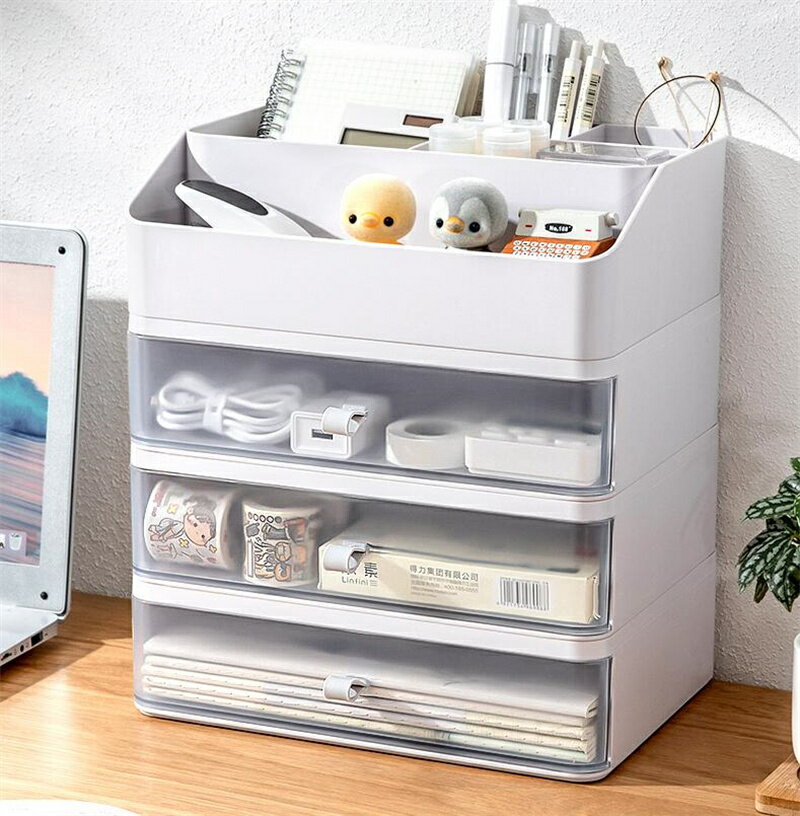Rakuten - 引き出し 卓上収納ケース 収納ボックス プラスチック A4/A5対応 横 小物 1段 2段 3段 滑り止め 大容量 文房具収納 書類ケース 化粧品 事務用品 文書 組み合わせても 頑丈 シンプルでおしゃれ