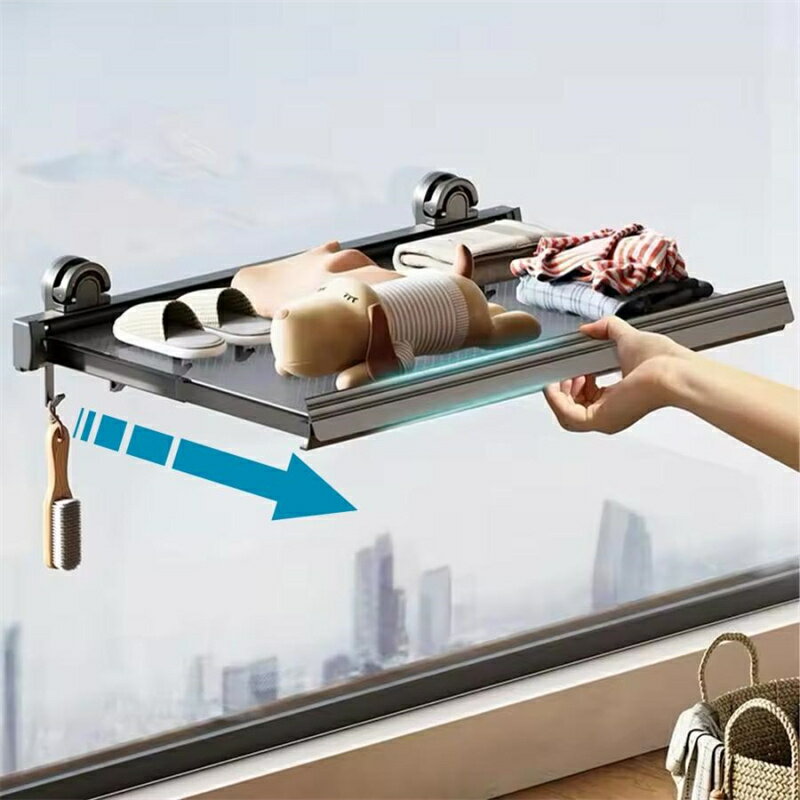 Slim Kitchen Racks - 折り畳めるラック 小物用ラック 棚 水場でも使える 吸盤 吸着式 コンパクト 物干し フック 洗濯物 衣類 キッチン 浴室 窓 おしゃれ